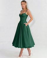 Selene Sweetheart Tulle Midi Dress - Forest Green - Tillybelle
