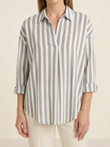 Nora | Striped Blouse - Gray - Tillybelle