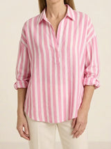 Nora | Striped Blouse - Pink - Tillybelle
