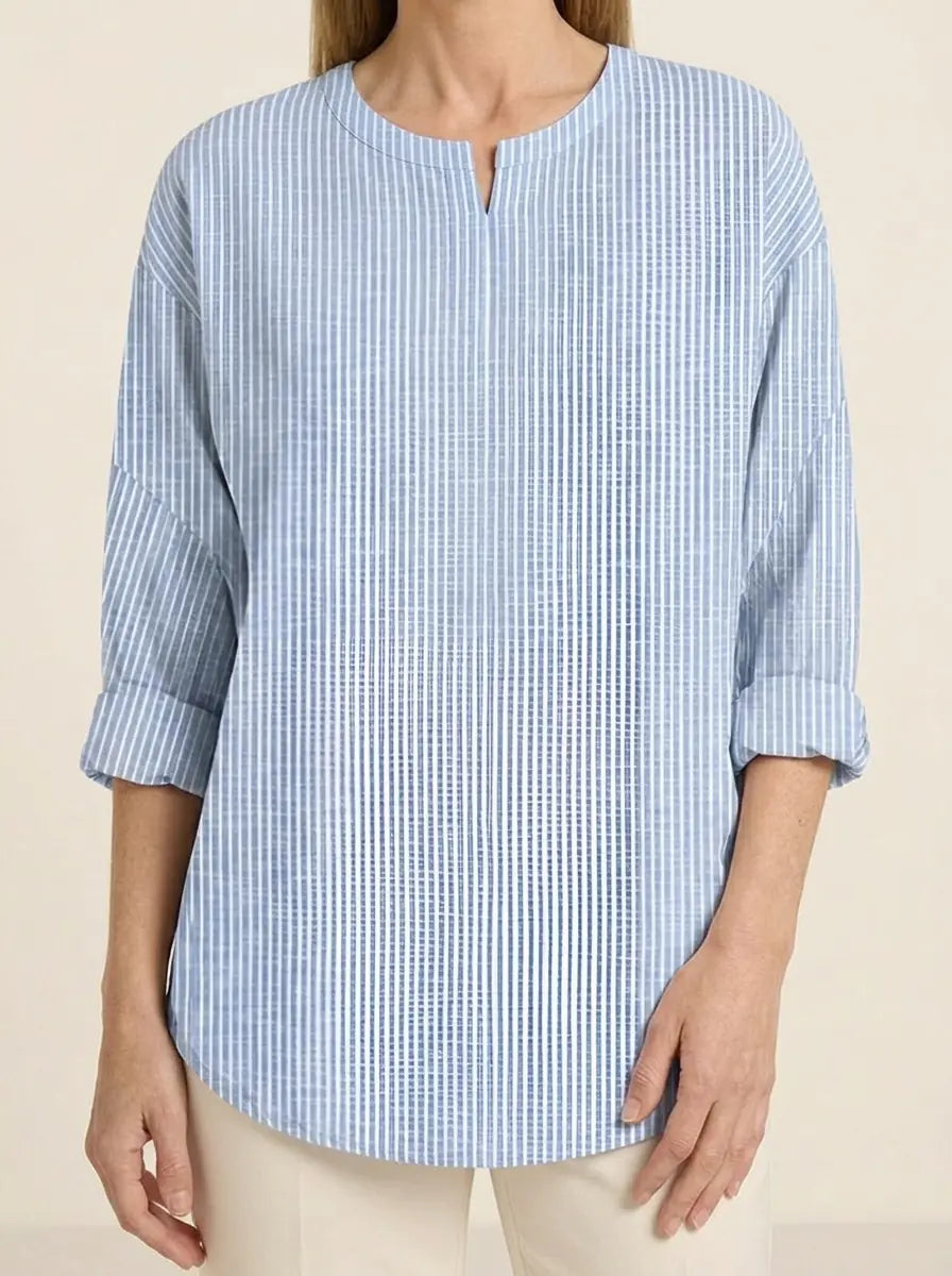 Rhea | Pinstripe Blouse - Blue - Tillybelle