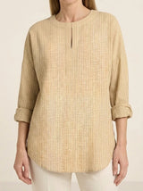 Rhea | Pinstripe Blouse - Khaki - Tillybelle