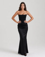Rosalind Corset Bodice Maxi Dress - Black - Tillybelle