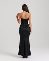 Rosalind Corset Bodice Maxi Dress - Black - Tillybelle