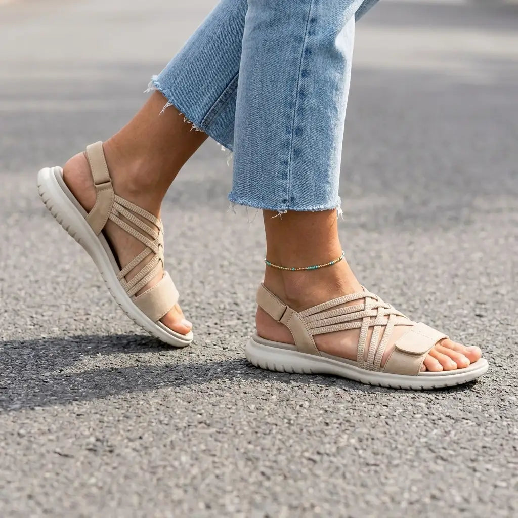 Sanarita | Lightweight Orthopedic Sandals - Beige - Tillybelle