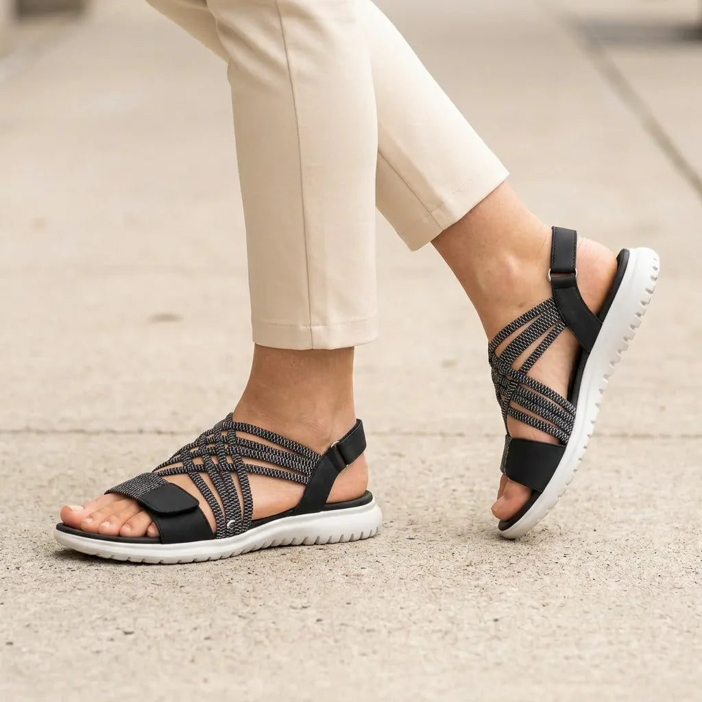 Sanarita | Lightweight Orthopedic Sandals - Black - Tillybelle