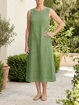 Sara | Patterned Midi Dress - Green - Tillybelle