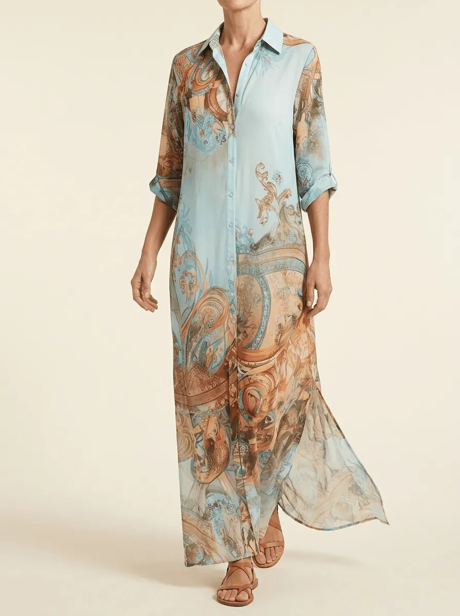 Saskia | Baroque Print Maxi Dress - Tillybelle