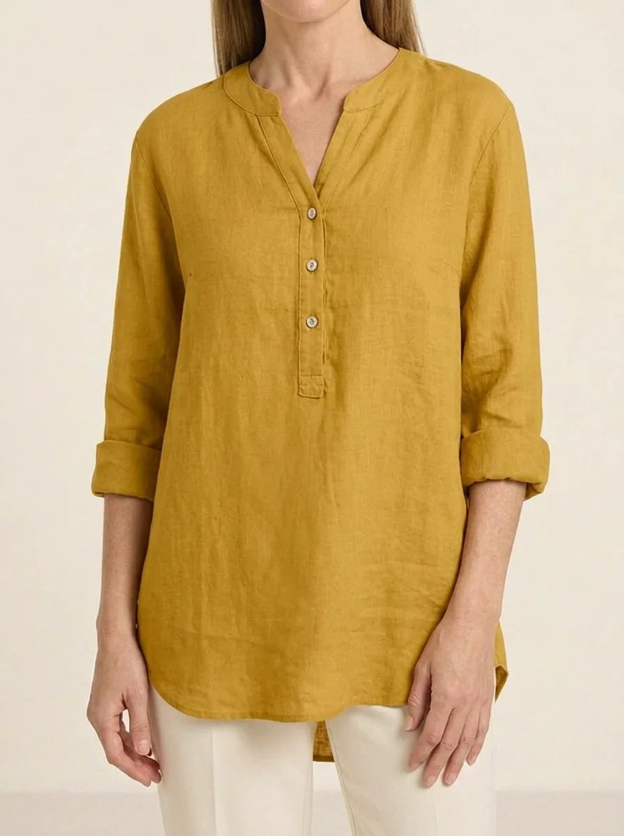 Scarlett | Relaxed Button-Down Blouse - Yellow - Tillybelle