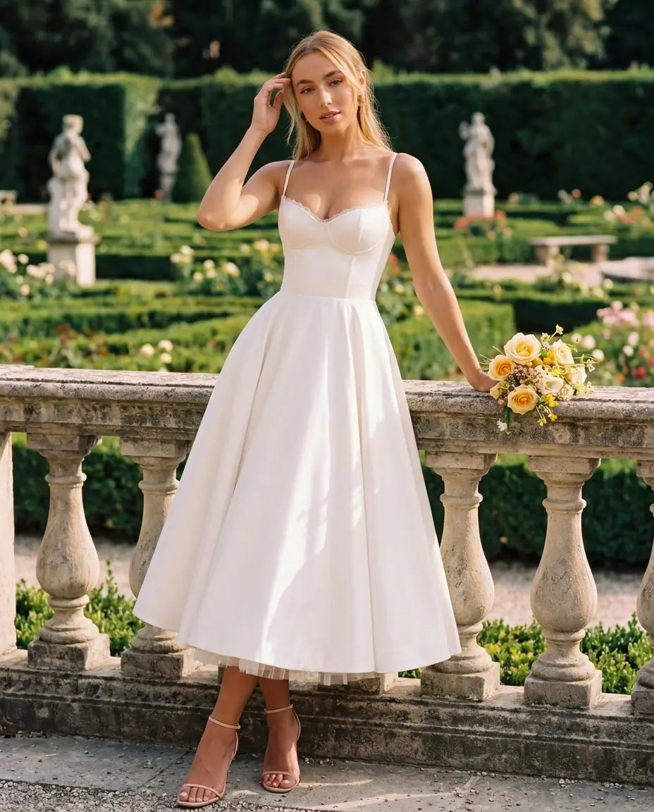 Selene Sweetheart Tulle Midi Dress - White - Tillybelle