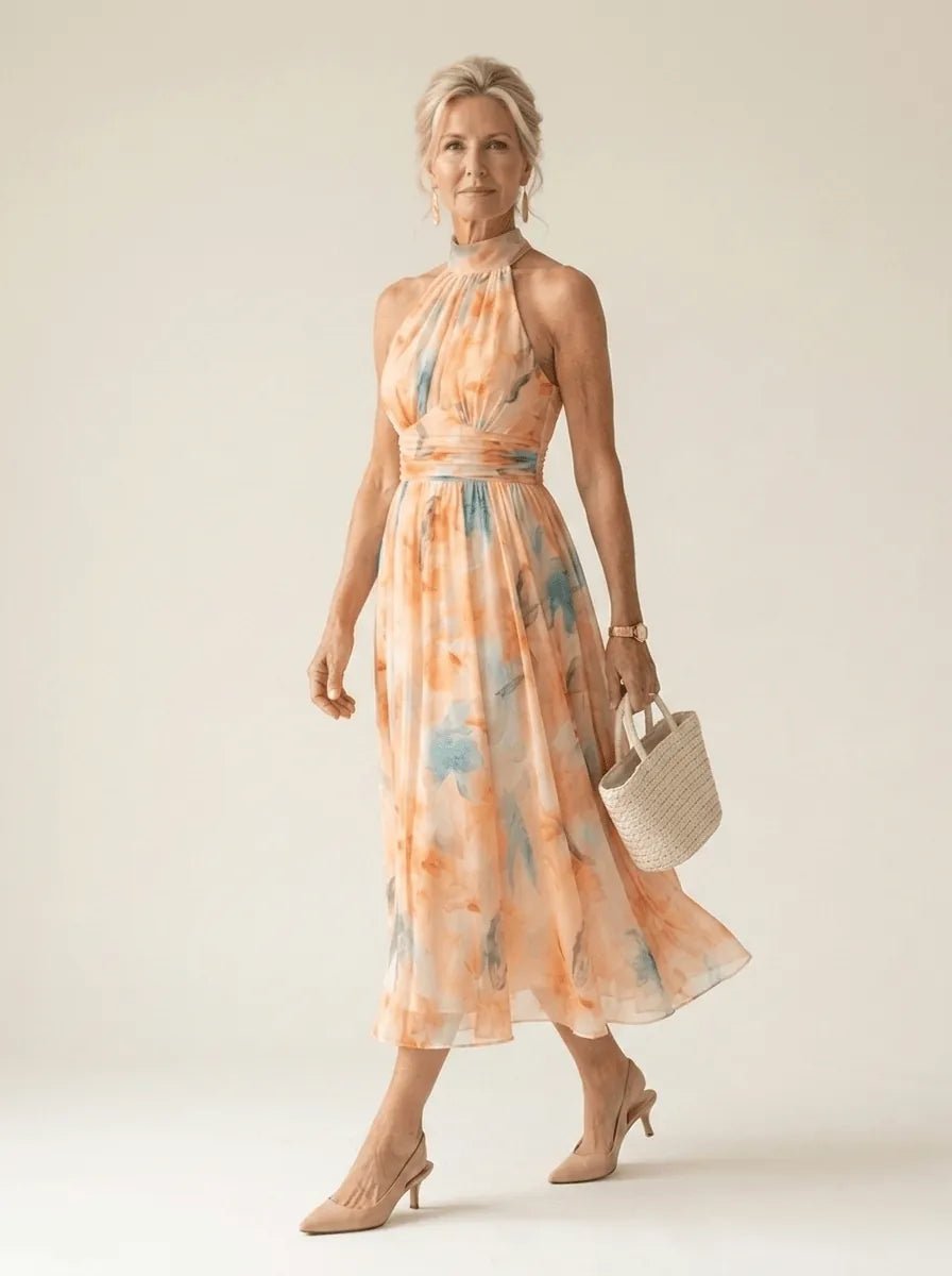 Solene | Soft Halter Midi Dress - Tillybelle