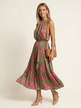 Thea | Draped Halter Midi Dress - Tillybelle