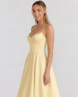 Selene Sweetheart Tulle Midi Dress - Butter Yellow - Tillybelle