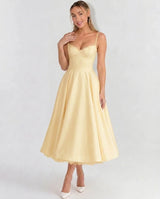 Selene Sweetheart Tulle Midi Dress - Butter Yellow - Tillybelle