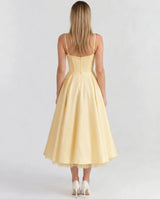 Selene Sweetheart Tulle Midi Dress - Butter Yellow - Tillybelle